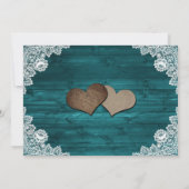 Blauwgroen Rustic Wood Lace Sunflower Wedding Save The Date (Achterkant)