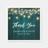 Blauwgroen rustieke land houten lichten dank u bru servet (Voorkant)