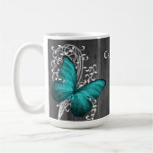 Blauwgroen Rustige Butterfly - Mok op maat voor ko (Links)