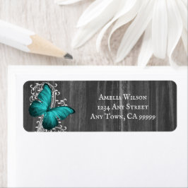 Blauwgroen Rustige Butterfly Return Address Label