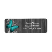 Blauwgroen Rustige Butterfly Return Address Label (Voorkant)