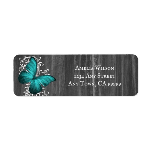 Blauwgroen Rustige Butterfly Return Address Label (Voorkant)