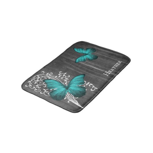 Blauwgroen Rustige Butterfly - Speciaal bath Mat (Gekanteld)