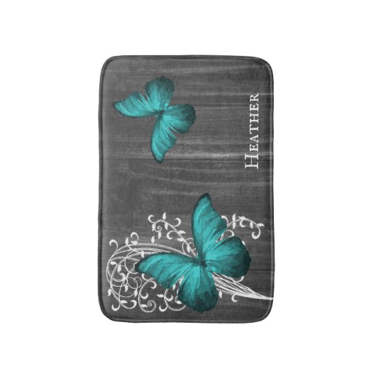 Blauwgroen Rustige Butterfly - Speciaal bath Mat (Voorkant Verticaal)
