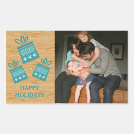Blauwgroen Rustige Cadeaus Holiday Foto-Stickers Rechthoekige Sticker