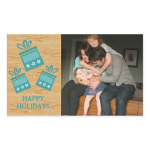 Blauwgroen Rustige Cadeaus Holiday Foto-Stickers