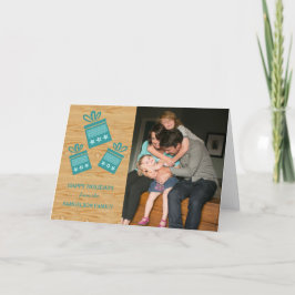 Blauwgroen Rustige Cadeaus Holiday-fotokaart Feestdagen Kaart