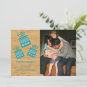 Blauwgroen Rustige Cadeaus Holiday Fotoplatte Kaar Feestdagenkaart (Staand voorkant)