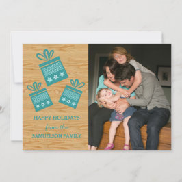 Blauwgroen Rustige Cadeaus Holiday Fotoplatte Kaar Feestdagenkaart
