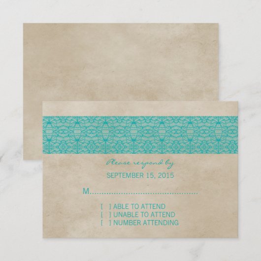 Blauwgroen Rustige Kaart van de Lace-respons (Voorkant / Achterkant)