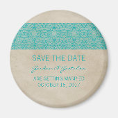 Blauwgroen Rustige kant Opslaan Datum Magnet (Voorkant)