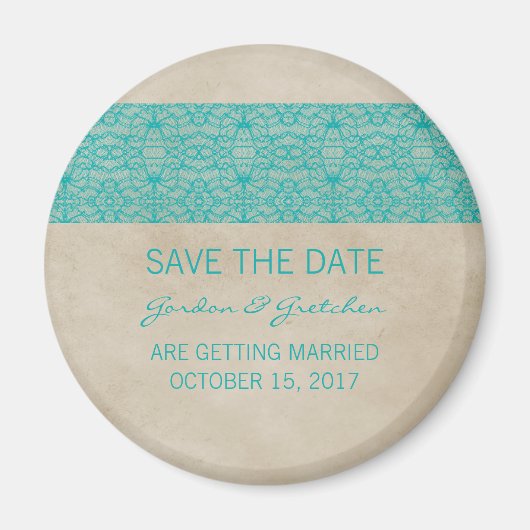 Blauwgroen Rustige kant Opslaan Datum Magnet (Voorkant)