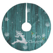 Blauwgroen Rustige kerstrenrendierboomrok Kerstboom Rok (Voorkant)