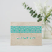 Blauwgroen Rustige Lace Table Number Briefkaart (Staand voorkant)