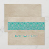 Blauwgroen Rustige Lace Table Number Briefkaart (Voorkant / Achterkant)