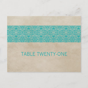 Blauwgroen Rustige Lace Table Number Briefkaart
