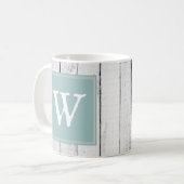 Blauwgroen Rustige Monogram Mok (Voorkant links)