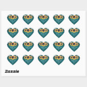 Blauwgroen Rustige Wood Sunflower Wedding Bedankt Hart Sticker (Vel)