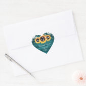 Blauwgroen Rustige Wood Sunflower Wedding Bedankt Hart Sticker (Envelop)