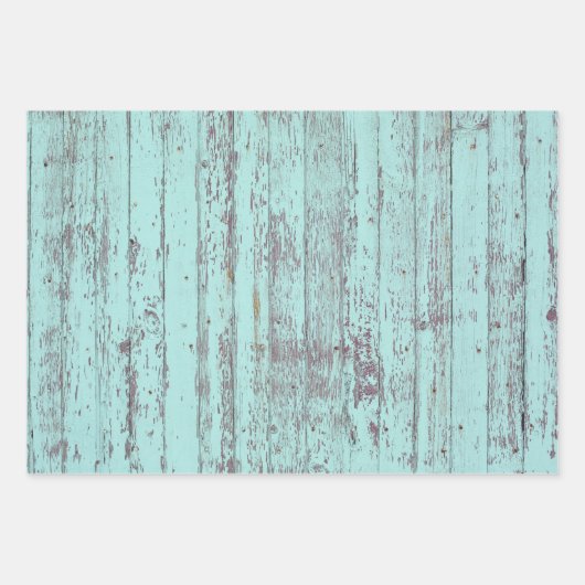 Blauwgroen Rustisch hout Inpakpapier Vel (Voorkant)