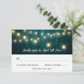 Blauwgroen Rustisch landschap Hout Rights Wedding RSVP Kaartje (Staand voorkant)