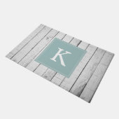 Blauwgroen Rustisch Monogram Doormat Deurmat (Schuin)