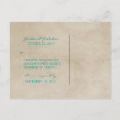 Blauwgroen Rustisch Quatrefoil RSVP Briefkaart (Achterkant)