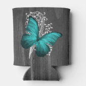 Blauwgroen Rustische Butterfly - Aangepaste Koelbo Blikjeskoeler (Achterkant)