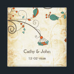 Blauwgroen Rustische  Floral Wedding Magneet<br><div class="desc">Robuust  ontwerp met simplistische aqua floral branch ,  shabby chic bruiloft ,  met uitzondering van date magneten . Er zijn ook overeenkomende producten beschikbaar.</div>