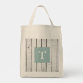 Blauwgroen Rustische monogram Canvas tas (Achterkant)