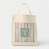 Blauwgroen Rustische monogram Canvas tas (Voorkant)