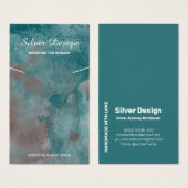 Blauwgroen Rusty Brow Waterverf Ketting - Display Visitekaartje (Voorkant /achterkant)