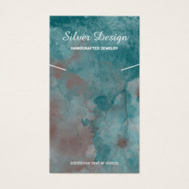 Blauwgroen Rusty Brow Waterverf Ketting - Display  Visitekaartje