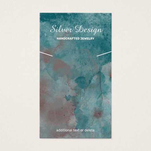 Blauwgroen Rusty Brow Waterverf Ketting - Display Visitekaartje (Voorkant)