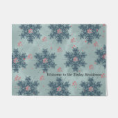 Blauwgroen ruw Snowflake Doormat design Deurmat (Voorkant)