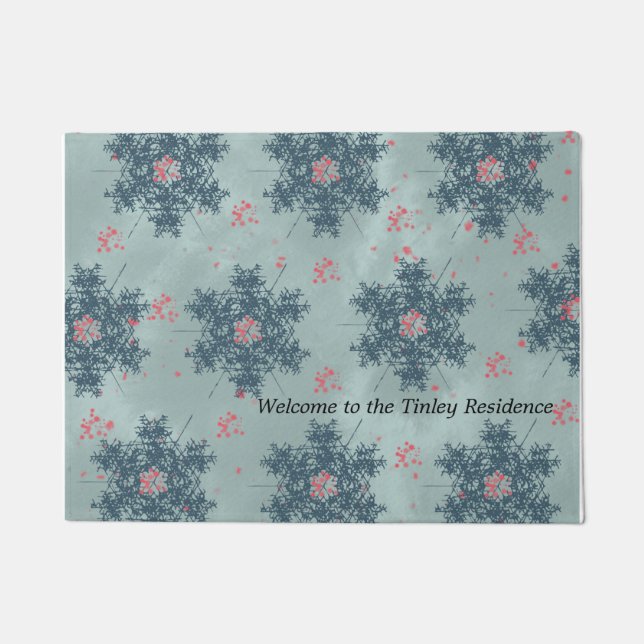 Blauwgroen ruw Snowflake Doormat design Deurmat (Voorkant)