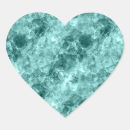Blauwgroen ruw textiel hart sticker