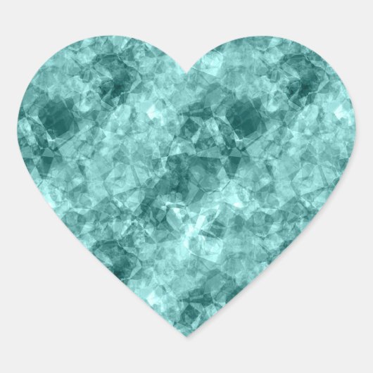 Blauwgroen ruw textiel hart sticker (Voorkant)