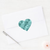 Blauwgroen ruw textiel hart sticker (Envelop)