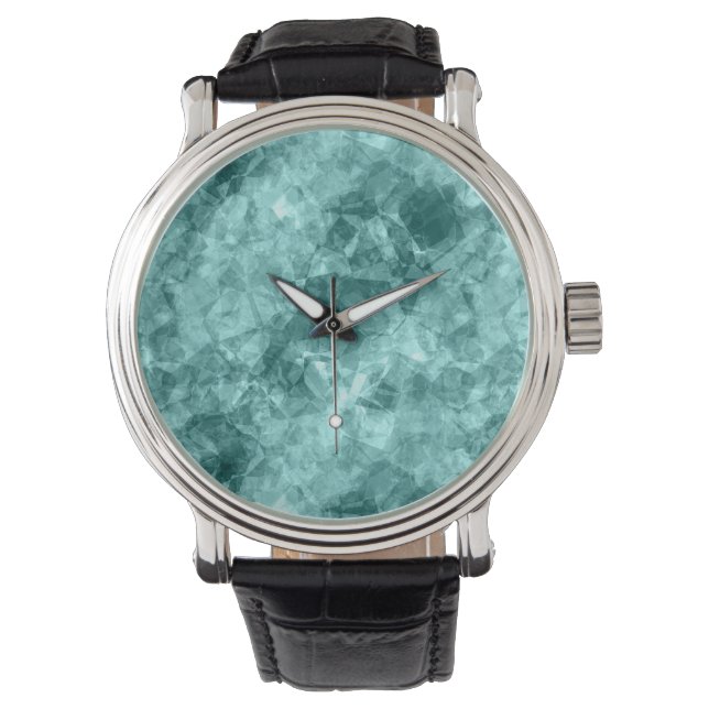 Blauwgroen ruw textiel horloge (Voorkant)