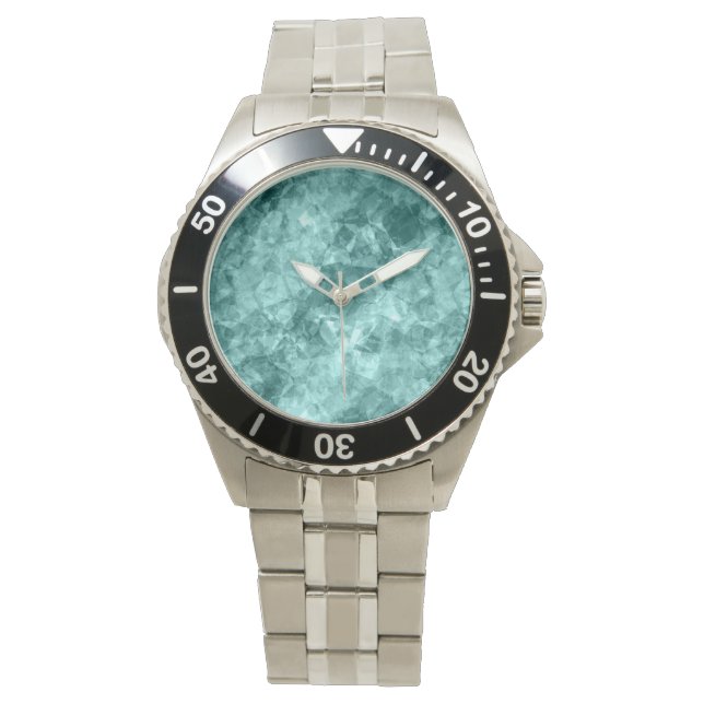 Blauwgroen ruw textiel horloge (Voorkant)