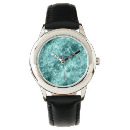 Blauwgroen ruw textiel horloge