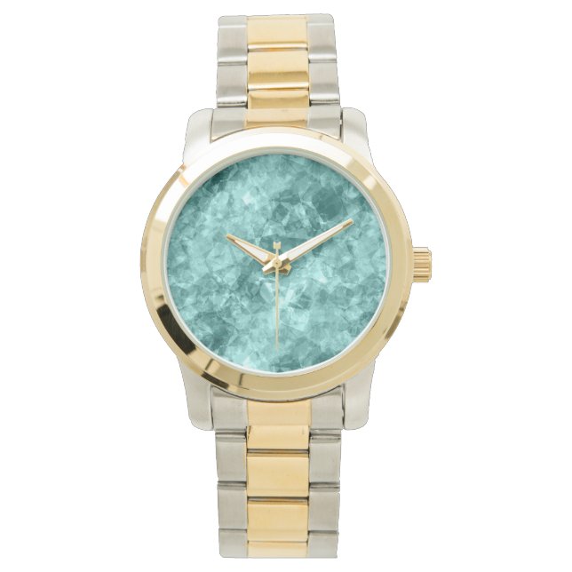 Blauwgroen ruw textiel horloge (Voorkant)