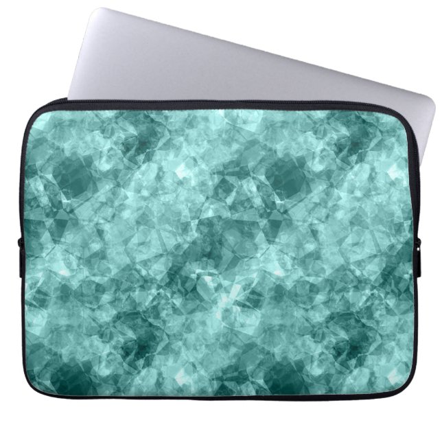 Blauwgroen ruw textiel laptop sleeve (Voorkant)