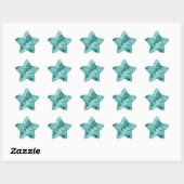 Blauwgroen ruw textiel ster sticker (Vel)