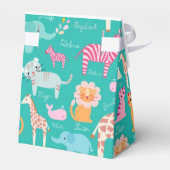 Blauwgroen Safari Thema Baby shower Bedankdoosjes (Achterkant)