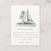 Blauwgroen Sailboot Palm Seascape Weddenschap Goed Informatiekaartje (Voorkant)