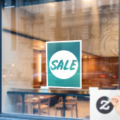 Blauwgroen SALE Sign Window Cling Raamsticker (Cafe Raam)