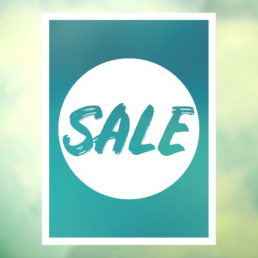 Blauwgroen SALE Sign Window Cling Raamsticker (Vel 3)