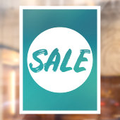 Blauwgroen SALE Sign Window Cling Raamsticker (Vel 2)